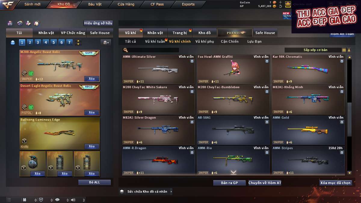 shop acc cf uy tin gia re